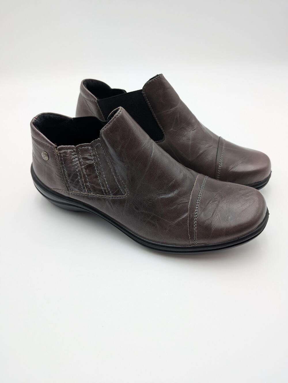 Romika Slip-On Boots Womens Size 6.5 Brown Leather Ankle Wedge Comfort Shoes New